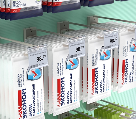 Крючки для крепления в картон с держателем ценника HOOK-PH-CR-B