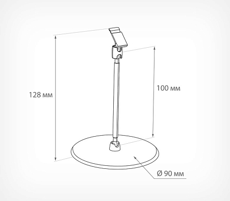 Держатель кассет цен на большой круглой подставке PC-BASE-XL-CLIP, схема, габариты