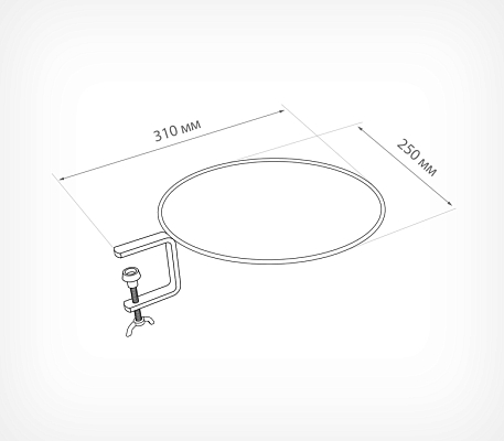 Крепление для дисплея BOWL на струбцине BOWL-HOLDER, схема, габариты