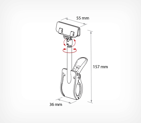 Держатель CLAMP-360, цвет прозрачный CLAMP-360, схема, габариты